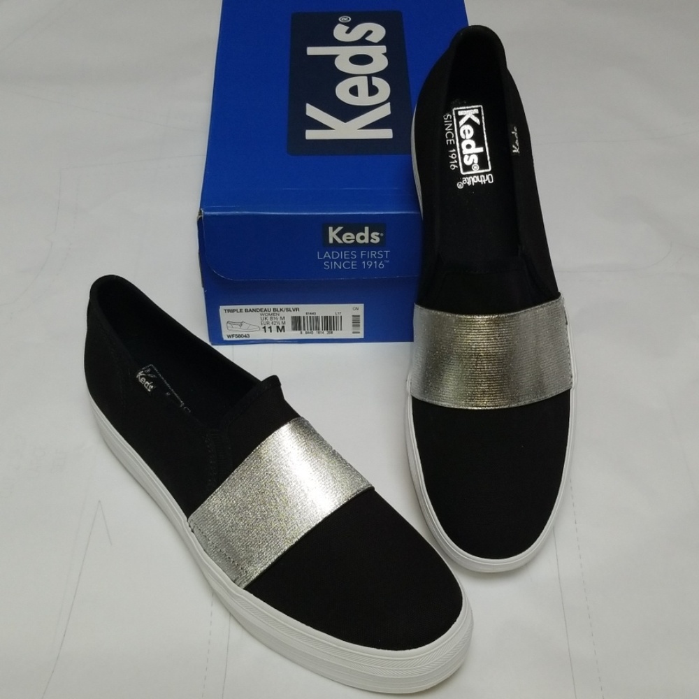 Triple Bandeau Black/Silver Women's Keds Sneakers